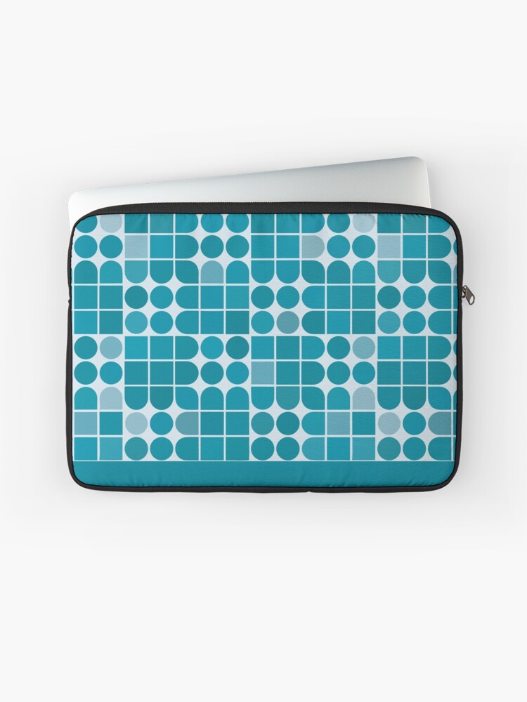 Thumbnail 1 of 2, Laptop Sleeve, Teal Retro Dots and Squares Pattern designed and sold by hidden-design.