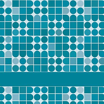 Artwork thumbnail, Teal Retro Dots and Squares Pattern by hidden-design