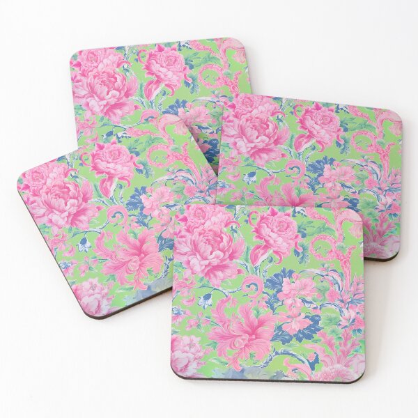Item preview, Soft pink and green traditional French toile de jouy designed and sold by SophieClimaArt.