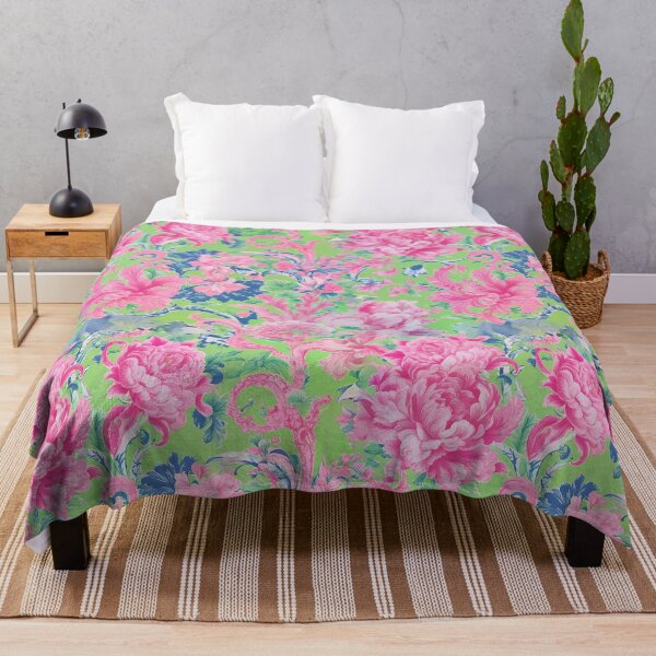 Item preview, Soft pink and green traditional French toile de jouy designed and sold by SophieClimaArt.