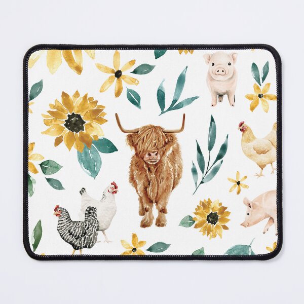 Item preview, Watercolor Farm Animals and Sunflowers designed and sold by cateandrainn.