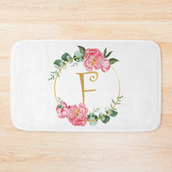 Item preview, Letter F Monogram Floral Golden Flowers Frame | Wedding Stationery designed and sold by ArtCornerStudio.