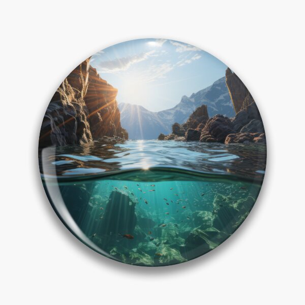 Item preview, Serene Sunset over Coastal Landscape with Majestic Mountains and Crashing Waves designed and sold by Domitian Tincaba.