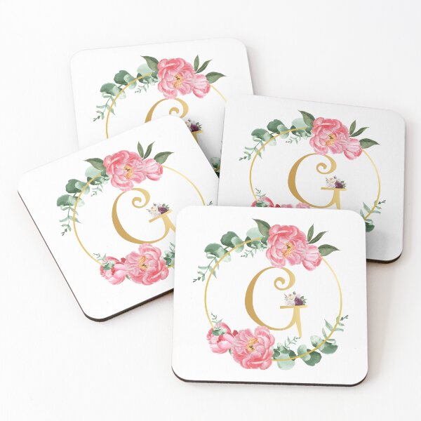 Item preview, Letter G Monogram Floral Golden Flowers Frame designed and sold by ArtCornerStudio.