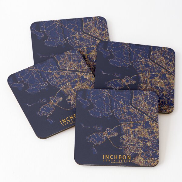 Item preview, Incheon, South Korea Map - City At Night designed and sold by deMAP.