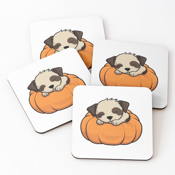 Item preview, dog sleeping on pumpkin designed and sold by PawelNature.