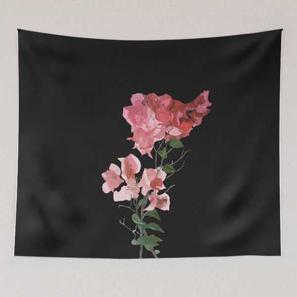 Aperçu de l'œuvre Bougainvilliers sur noir créée et vendue par designs-by-ann.