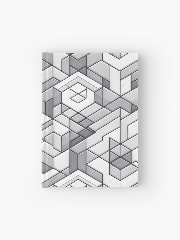 Thumbnail 1 of 3, Journal, Hexagons and Triangles Black & White designed and sold by hidden-design.