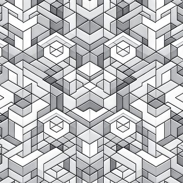 Artwork thumbnail, Hexagons and Triangles Black & White by hidden-design