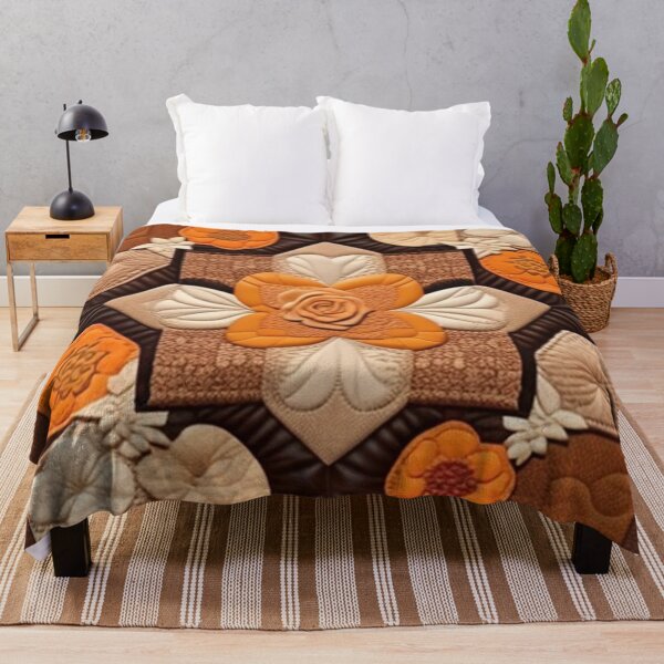 Item preview, Orange tan brown leather Patchwork designed and sold by Roxburylane.