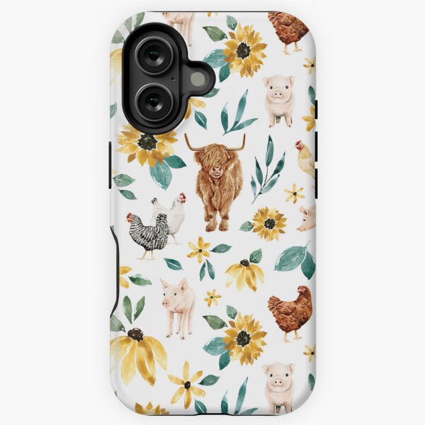 Vista previa del artículo con la obra «Acuarela animales de granja y girasoles», diseñado y vendido por cateandrainn.