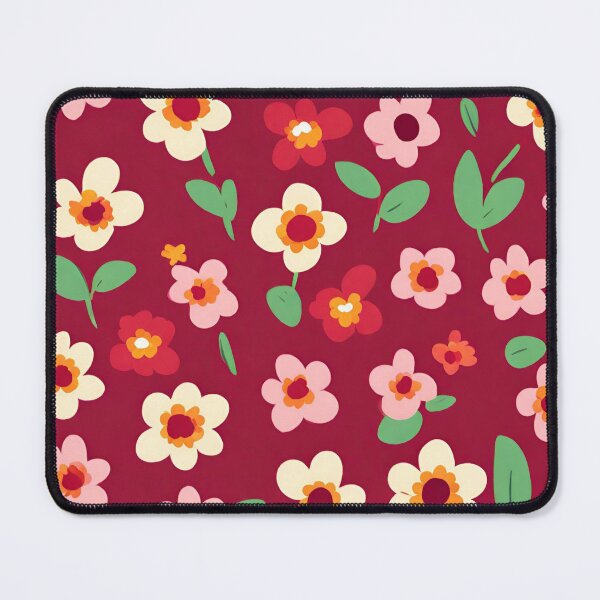Item preview, Red white floral pattern designed and sold by Boru-Atisuto.