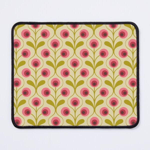 Item preview, KF 0160 A - Vintage Retro 70s Floral Pattern in Pink and Green designed and sold by KhakiFinch.