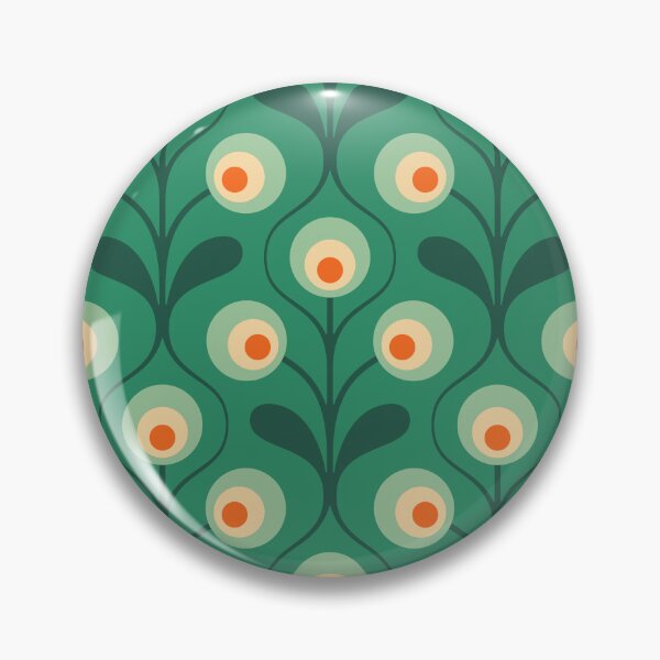 Item preview, KF 0160 B - Vintage Retro 70s Floral Pattern in Green and Red designed and sold by KhakiFinch.