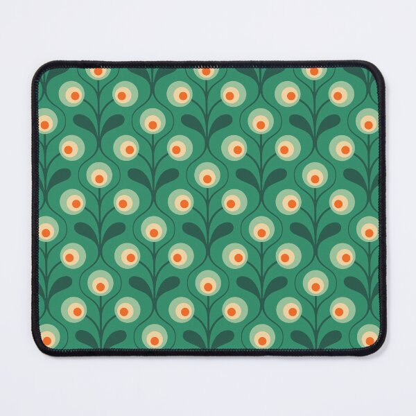 Item preview, KF 0160 B - Vintage Retro 70s Floral Pattern in Green and Red designed and sold by KhakiFinch.