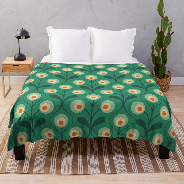 Item preview, KF 0160 B - Vintage Retro 70s Floral Pattern in Green and Red designed and sold by KhakiFinch.