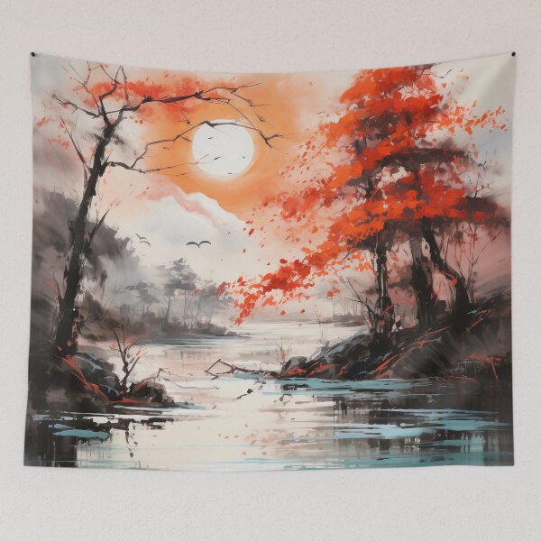 Item preview, Autumn Zen: Japanese Style Watercolor Landscape designed and sold by aricutcia.