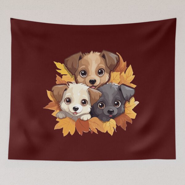 Item preview, Adorable Autumn Puppies designed and sold by RetroPrints.