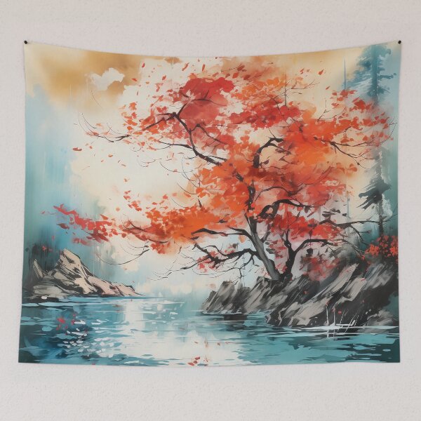 Item preview, Golden Tranquility: Japanese Autumn Watercolor Art designed and sold by aricutcia.