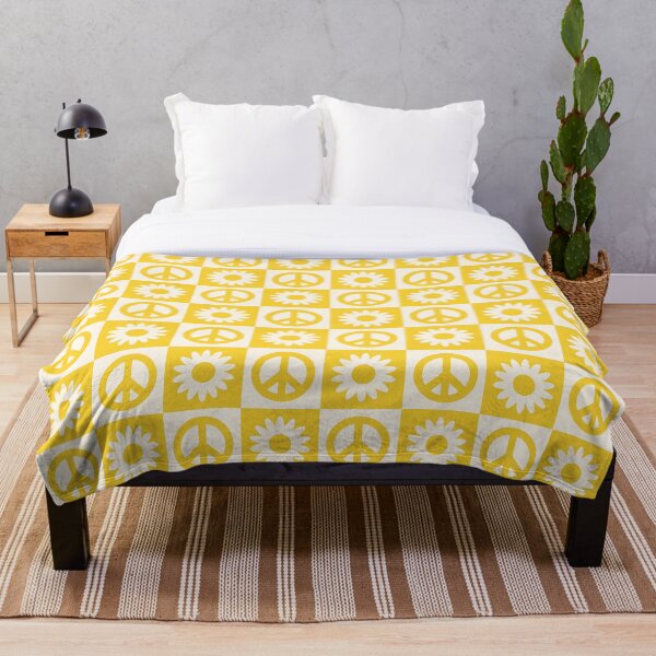 Item preview, Yellow and white peace out daisies chekered pattern designed and sold by feelingfunky.