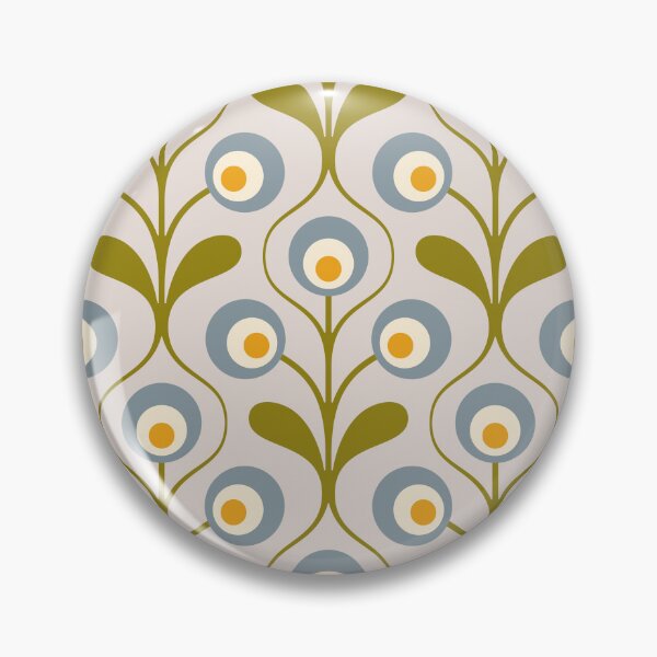 Item preview, KF 0160 C - Vintage Retro 70s Floral Pattern in Green Blue and Yellow designed and sold by KhakiFinch.