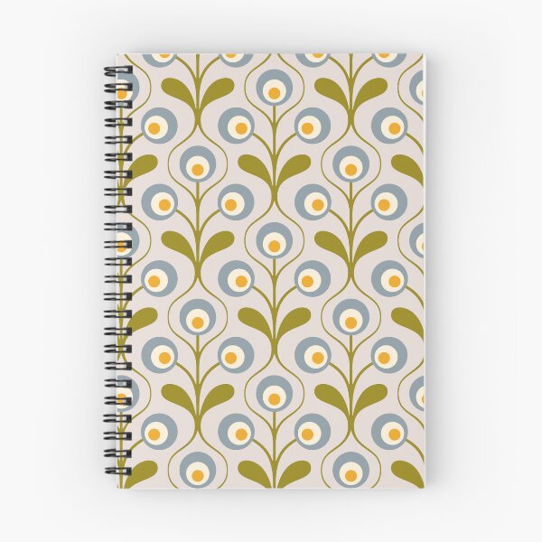 Item preview, KF 0160 C - Vintage Retro 70s Floral Pattern in Green Blue and Yellow designed and sold by KhakiFinch.