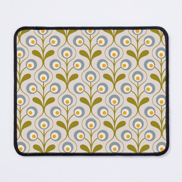 Item preview, KF 0160 C - Vintage Retro 70s Floral Pattern in Green Blue and Yellow designed and sold by KhakiFinch.
