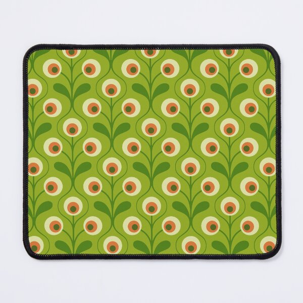 Item preview, KF 0160 D - Vintage Retro 70s Floral Pattern in Green and Orange designed and sold by KhakiFinch.