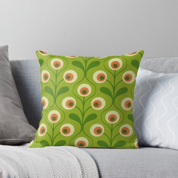 Item preview, KF 0160 D - Vintage Retro 70s Floral Pattern in Green and Orange designed and sold by KhakiFinch.