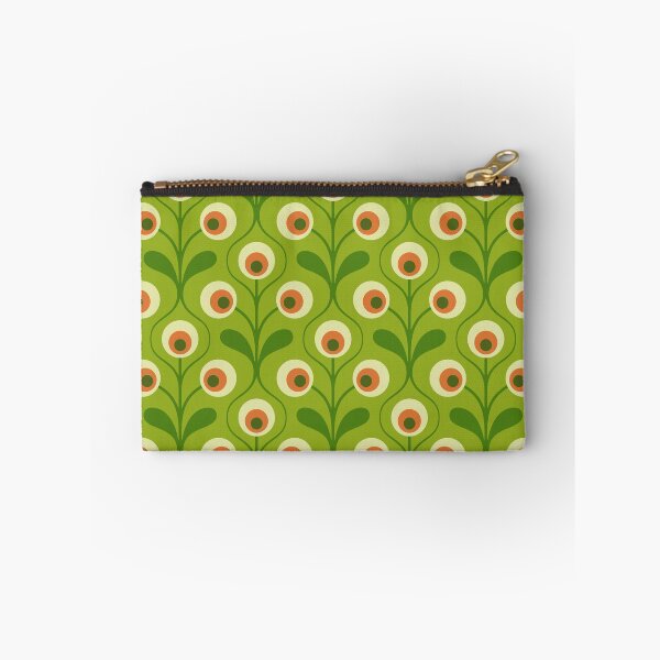 Item preview, KF 0160 D - Vintage Retro 70s Floral Pattern in Green and Orange designed and sold by KhakiFinch.