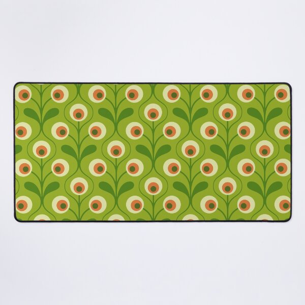 Item preview, KF 0160 D - Vintage Retro 70s Floral Pattern in Green and Orange designed and sold by KhakiFinch.