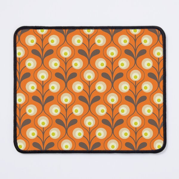 Item preview, KF 0160 E - Vintage Retro 70s Floral Pattern in Orange Brown and Green designed and sold by KhakiFinch.