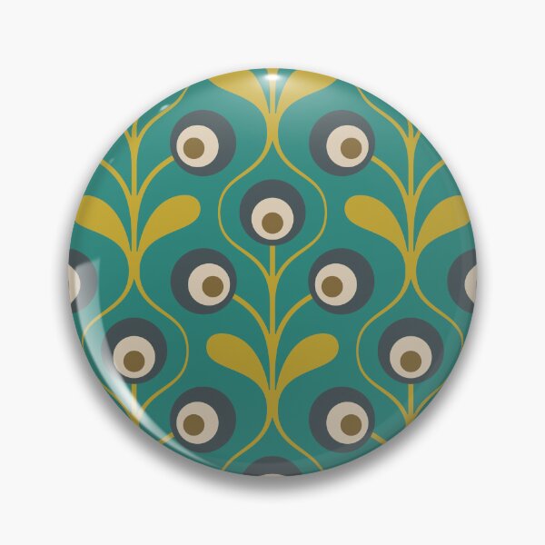 Item preview, KF 0160 F - Vintage Retro 70s Floral Pattern in Green and Blue designed and sold by KhakiFinch.