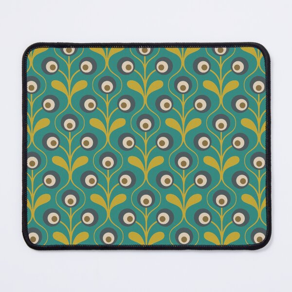 Item preview, KF 0160 F - Vintage Retro 70s Floral Pattern in Green and Blue designed and sold by KhakiFinch.