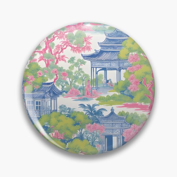 Item preview, Chinoiserie garden in preppy colors designed and sold by SophieClimaArt.