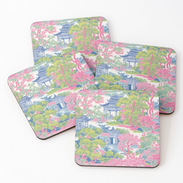 Item preview, Chinoiserie garden in preppy colors designed and sold by SophieClimaArt.