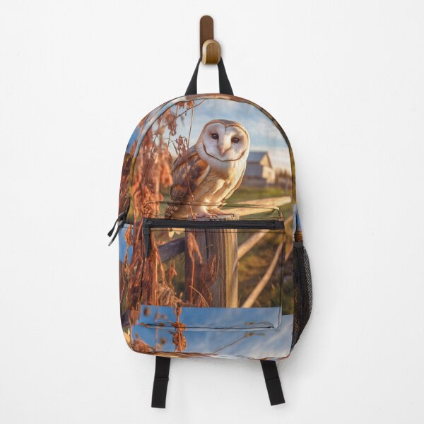 Item preview, Barn Owl on a fence post at sunset designed and sold by AngelottiCR.