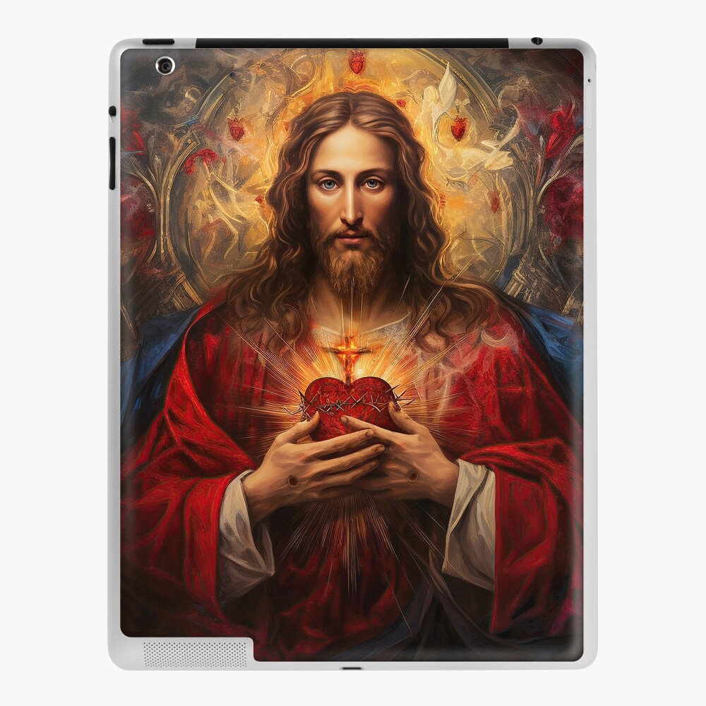 Catholic print Sacred Heart of Jesus Stained Glass 8 x 10 ready to be  framed