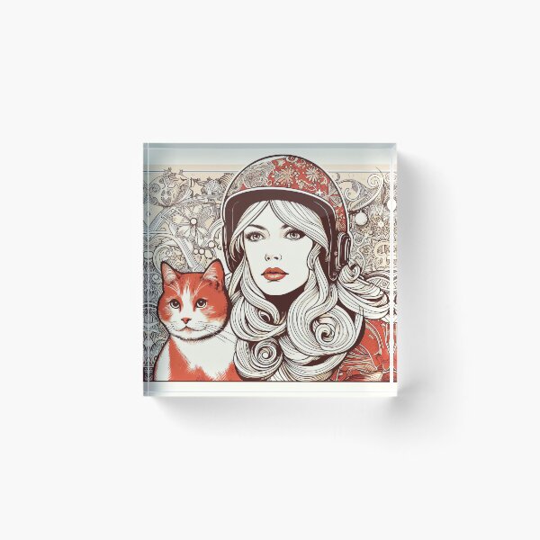 Item preview, Girl and red cat n.1 designed and sold by Carnisch.