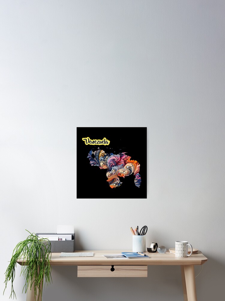 Imagen 2 de 3, Póster con la obra Mapa de Venezuela multicolor, diseñada y vendida por FotoLibreStudio.