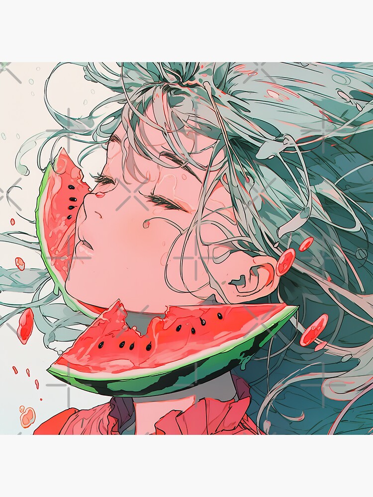 Cartoon Character Q-version Illustration, Watermelon kid, child, food, leaf  png | PNGWing