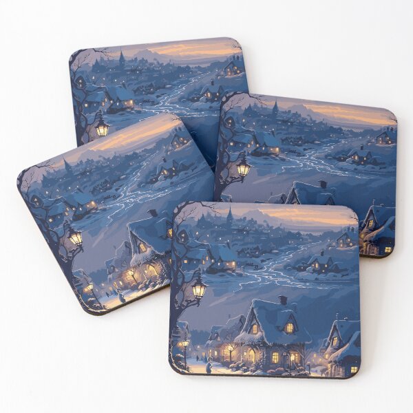 Item preview, Snowy Village at Dusk designed and sold by PrithviApparels.