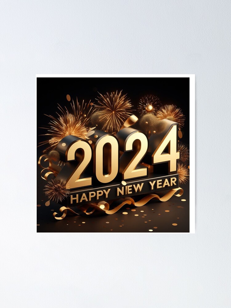 Happy New Year 2024 Confetti New Years Eve - Happy New Year 2024 Confetti  New Years - Posters and Art Prints