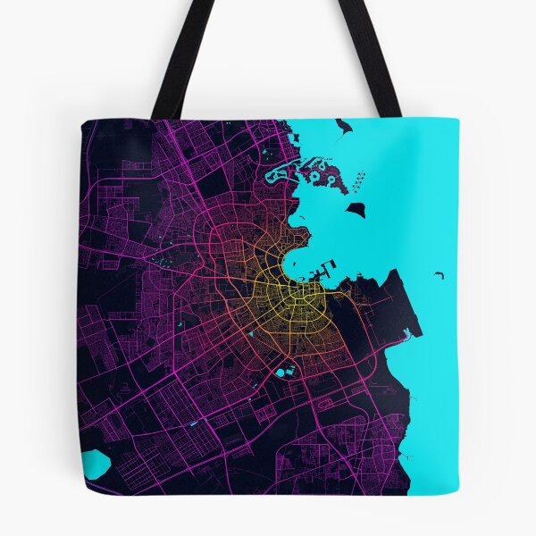 Item preview, Mapa de la ciudad de Doha de Qatar - Neón designed and sold by deMAP.