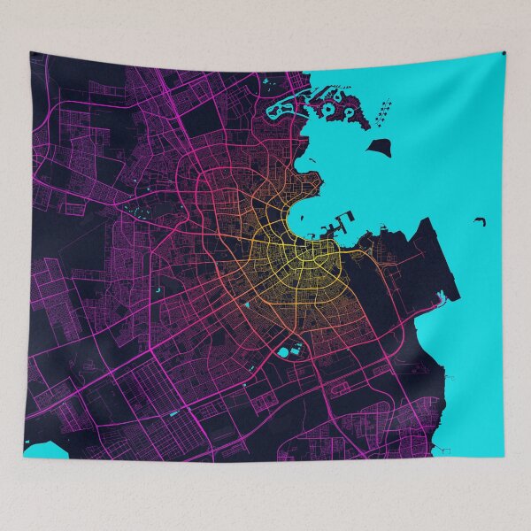 Item preview, Doha City Map of Qatar - Neon designed and sold by deMAP.