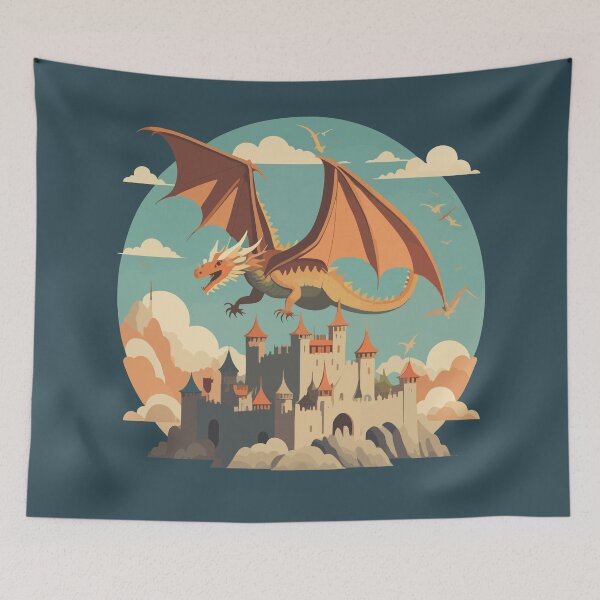 Item preview, Dragon Flying Over a Castle designed and sold by XikilloconX.