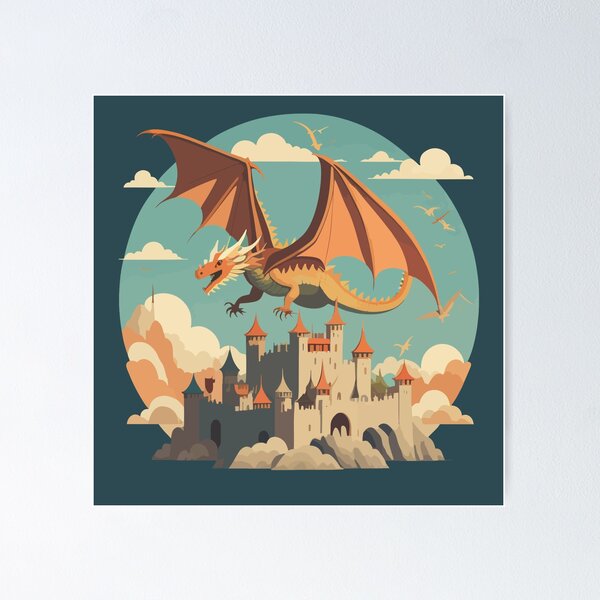 Item preview, Dragon Flying Over a Castle designed and sold by XikilloconX.