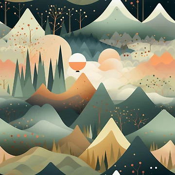 Artwork thumbnail, Nature Pattern - Mountain Ranges by IntristedAI