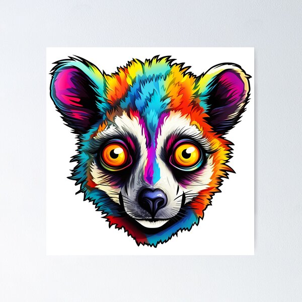 Item preview, Lemur Adventure in Vibrant Psychedelic Watercolors designed and sold by meganohm.