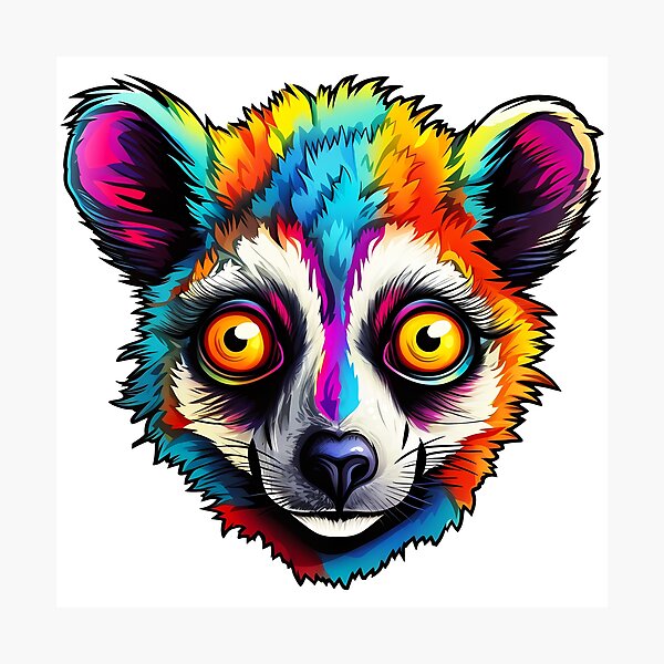 Item preview, Lemur Adventure in Vibrant Psychedelic Watercolors designed and sold by meganohm.
